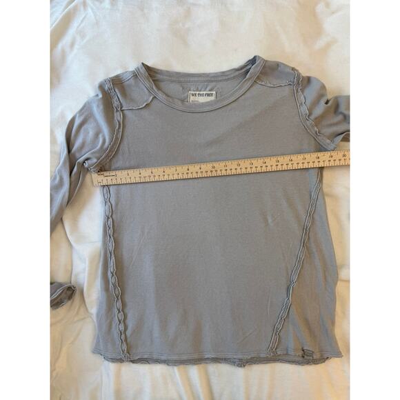 Free People We the Free Raw Seam Gray Top Long Sleeve Tee T-shirt Size M - Picture 4 of 6